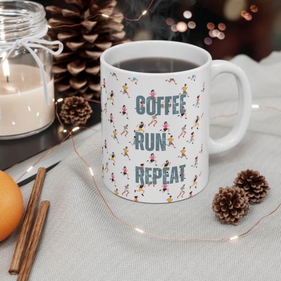 Coffee Run Repeaeramic Mug, Runners Gift, Coffee Lover Cup, Running Gift Idea, Funny Quote Mug, gift runner, Cistmas gift.