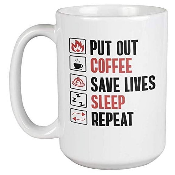 Coffee. Save Lives. Cool Coffee & Tea Gift Mug For Fireman, Men And Women (15oz)