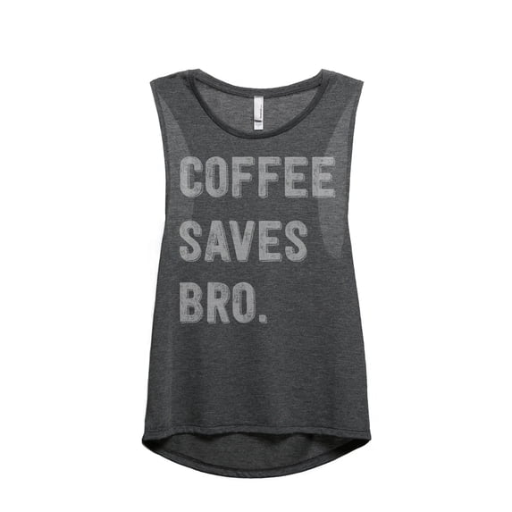 Coffee Saves Bro Women's Sleeveless Muscle Tank Top Charcoal 2X-Large
