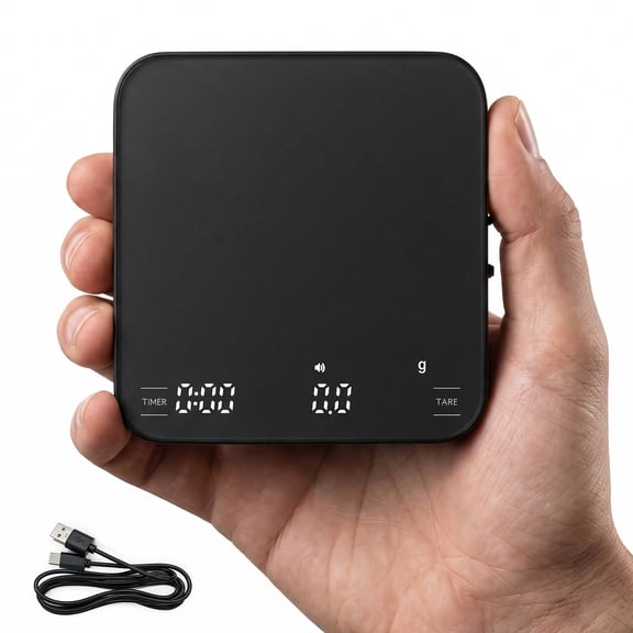 Behome Coffee Scale with Timer,0.1g Precision Mini Espresso Scale,Rechargeable Digital Scale for Espresso, Pour Over, Baking,4 Modes, LED Display,Silicone Waterproof Cover,Black