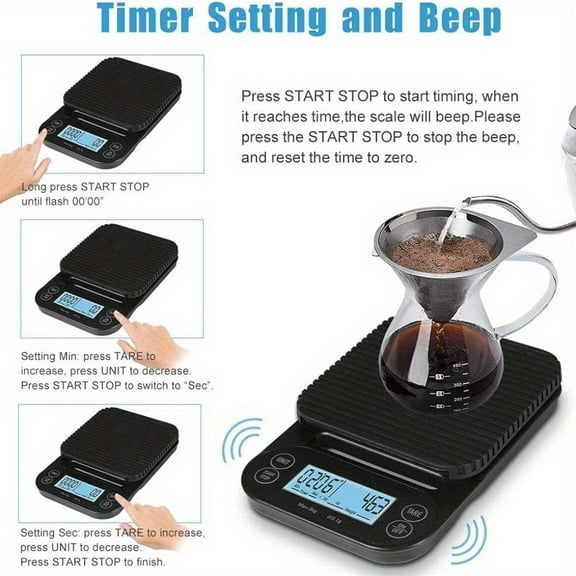 Coffee Scale with Timer, Coffee Scale with Timer Small, Pour Over Coffee Scale Timer, Coffee Scales with Timer, Espresso Scale with Timer, Batteries Included