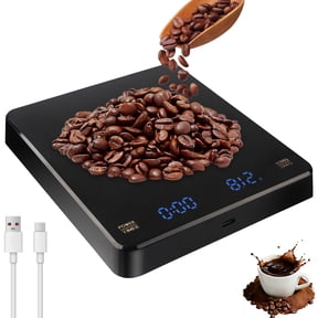 Coffee Scale with Timer, Rechargeable Espresso Scale, 3kg/0.1g High Precision Coffee Scale, Dual Screen Auto Timing Portable Espresso Coffee Scale for Pour Over and Espresso Coffee