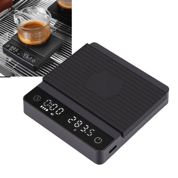 Coffee Scale with Timer 0.1g High Precision Rechargeable Coffee Scale with Backlit Screen Anti Slip Mat Black