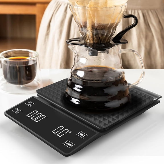 Coffee Scale with Timer, 3kg/0.1g High Precision Espresso Scale, Tare Function, Backlit LCD Display, for Pour Over Maker Brew, Black