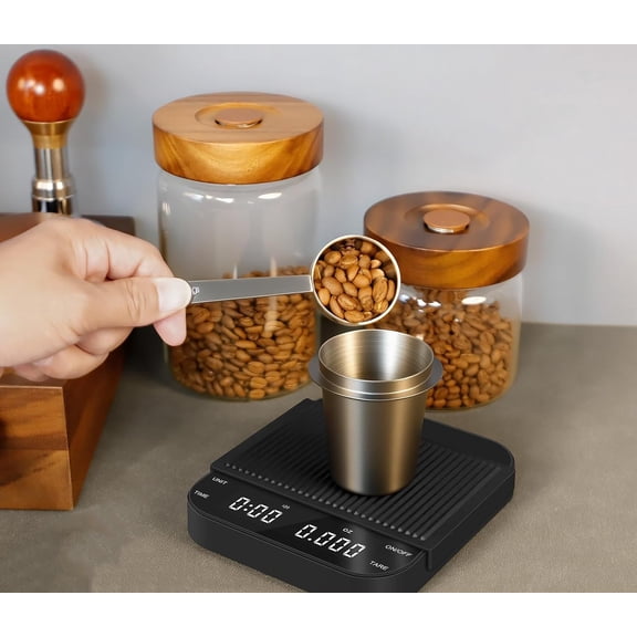 Coffee Scale with Timer, Digital, Rechargeable, Glass Mirror Design, for Pour-Over Barista