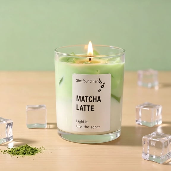 Coffee Scented Soy Wax Candles in Glass Cup | Jelly Aromatherapy Candles for Home Decor, Relaxation Gifts for Women, Men & Coffee Lovers-Matcha Latte