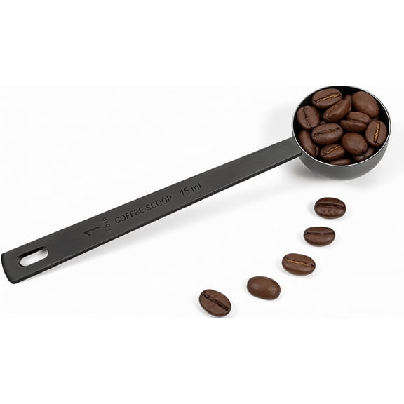 Coffee Scoop 15ml (1 Tbsp) Stainless Steel Tablespoon - Long Handle Measuring Spoon for Ground Coffee, Espresso, Protein Powder & Loose Tea | Dishwasher Safe with Hanging Hole