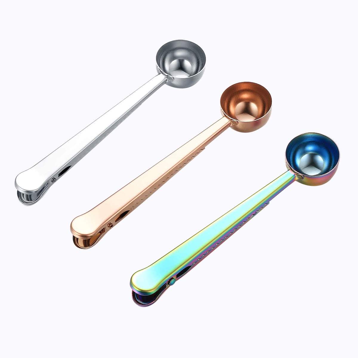 Coffee Scoop Clip,Stainless Steel Bag Clip,Multifunction with Clip,for and Tea,3 Pack C