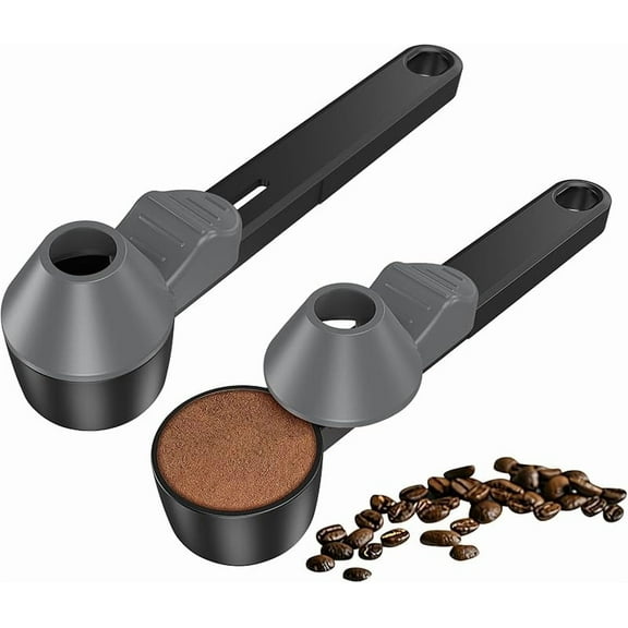 Coffee Scoop & Funnel for Reusable K Cup Refillable Coffee Pods, Coffee Measuring Spoon 2 Tablespoon Capacity, Scoop with Funnel for Ground Coffee, Protein Powder, Tea (Black, 1 Pack)