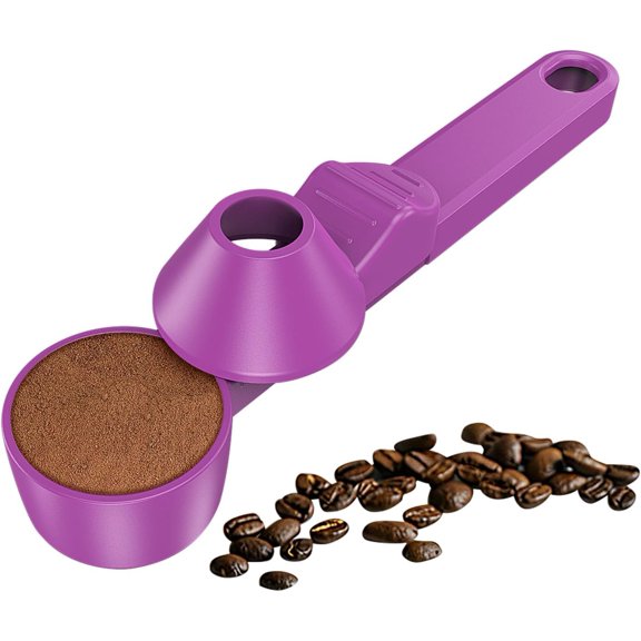 Coffee Scoop & Funnel for Reusable K Cup Refillable Coffee Pods, Coffee Measuring Spoon 2 Tablespoon Capacity, Scoop with Funnel for Ground Coffee, Protein Powder, Tea (Purple, 1 Pack)