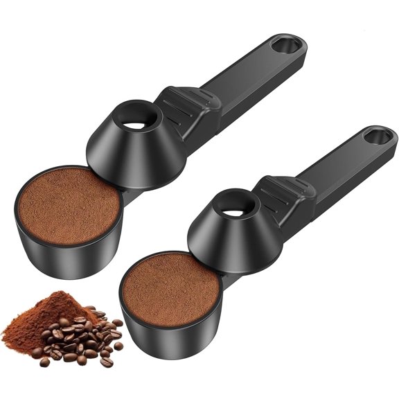 Coffee Scoop & Funnel for Reusable K Cup Refillable Pods, Coffee Measuring Spoon 2 Tablespoon Capacity, Scoop with Funnel for Ground Coffee, Protein Powder, Tea ( 2 Pack)