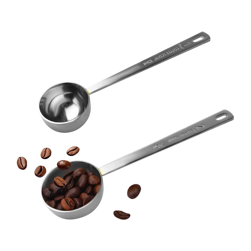 Stainless Steel Coffee Scoop - 30ml (1/8 Cup) Measuring Spoon, Silicone Handle