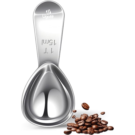 Coffee Scoop for Ground Coffee, 1 Tablespoon Short Handle 304 Stainless Steel, Precise Measuring Spoon, Fits Canisters & Protein Powder Containers