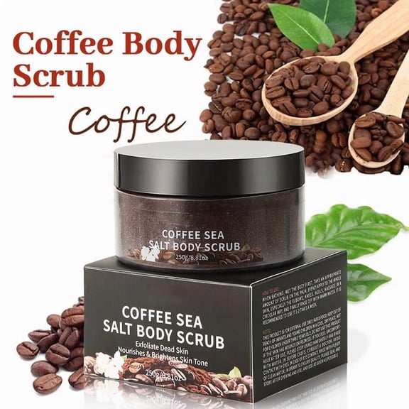 Coffee Sea Salt Body Scrub Gently Exfoliates Dead Skin, Nourishes & Brightens Skin Tone, Improves Skin Texture, Leaves Skin Smooth & Radiant, Gentle Formula for All Skin Types
