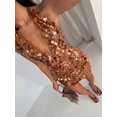 thumbnail image 1 of Coffee Sequin Deep V-Neck Halter Backless Mini Dress For Women Night Out Club Party Disco, 1 of 5