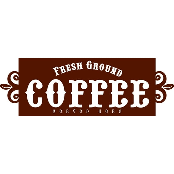Coffee Served Here Sign Kitchen Office Design Removable Vinyl Wall Decal Peel & Stick Sticker Size : 12 X 36 Inches