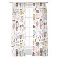 thumbnail image 1 of Coffee Sheer Curtains 2 Panels Set Cartoon Modern Hand Painted Lihgt Filtering Rod Pocket Voile Drape, Semi Sheer Window Curtains for Bedroom Living Room, 52"x108", 1 of 5