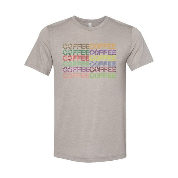"Coffee Shirt, Coffee Coffee Coffee, Unisex, Sublimation T, Soft Bella Canvas, Coffee Lover, Caffeine Addict, Caffeiene Lover, Coffee Shop, Heather Stone, LARGE"