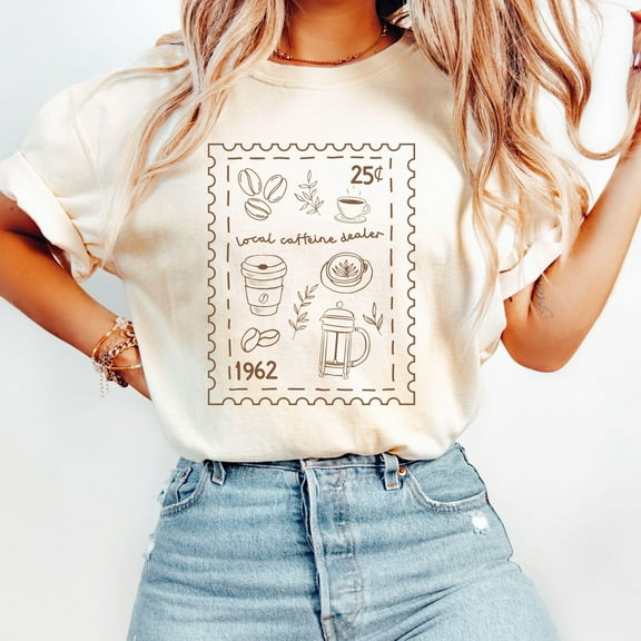 Coffee Shirt, Coffee Lover, Caffeine Dealer Shirt, Barista Tee, Coffee Lover Gift, Vintage Stamp Coffee Tee, Trendy Foodie