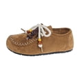 thumbnail image 1 of Coffee Shoes For Women Closed Toe Laced Beaded Ethnic Style Comfortable Flat Heel Footwear For Daily Casual Outdoor Walking And Everyday Wear Size 38, 1 of 7