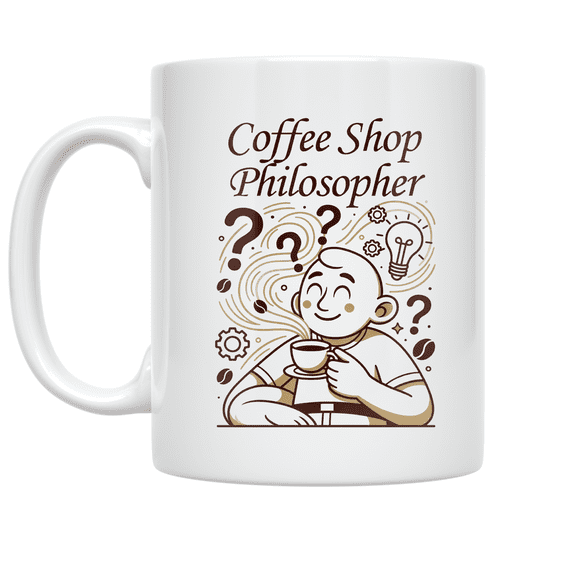 Coffee Shop Philosopher Design - Coffee Enthusiast - 11 oz Ceramic Coffee Mug