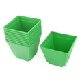 thumbnail image 1 of Coffee Shop Plastic Square Flower Plant Pot Saucer Holder Green 4 x 4 Inch 10pcs, 1 of 4