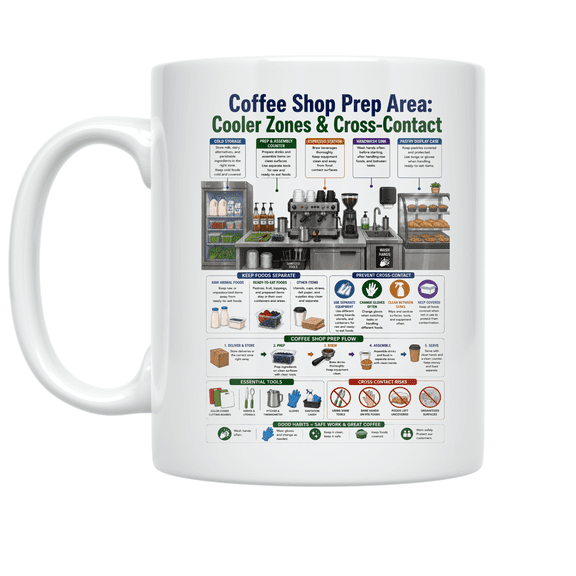 Coffee Shop Prep Area: Cooler Zones and Cross-Contact - Barista Training - 11 oz Ceramic Mug