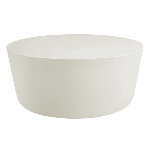 Coffee Side Table, White, Faux Stone Concrete, Outdoor Patio Balcony Cafe Bistro Garden Hospitality Restaurant, Modern Contemporary, HB37596