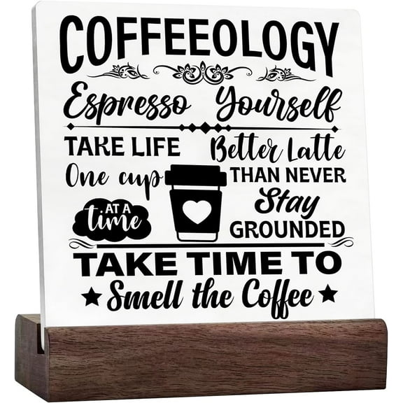 Coffee Sign Coffee Quotes Desk Decor Coffeeology Ceramic Desk Sign For Coffee Lover Home Kitchen Cafe Coffee Shop Shelf