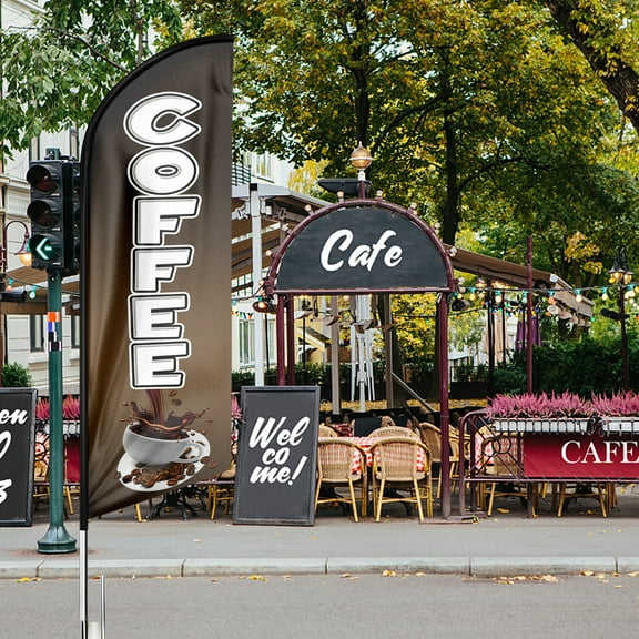 Coffee Sign Feather Flag ,8FT Coffee outdoor advertising flag, Coffee Business Sign,Coffee Swooper FlagFLAG ONLY