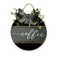 thumbnail image 1 of Coffee Sign Front Door Porch Decorations, Round Rustic Wood Hanging Sign for Farmhouse Porch Outdoor Home Holiday Front Door Sign Decor, 1 of 5