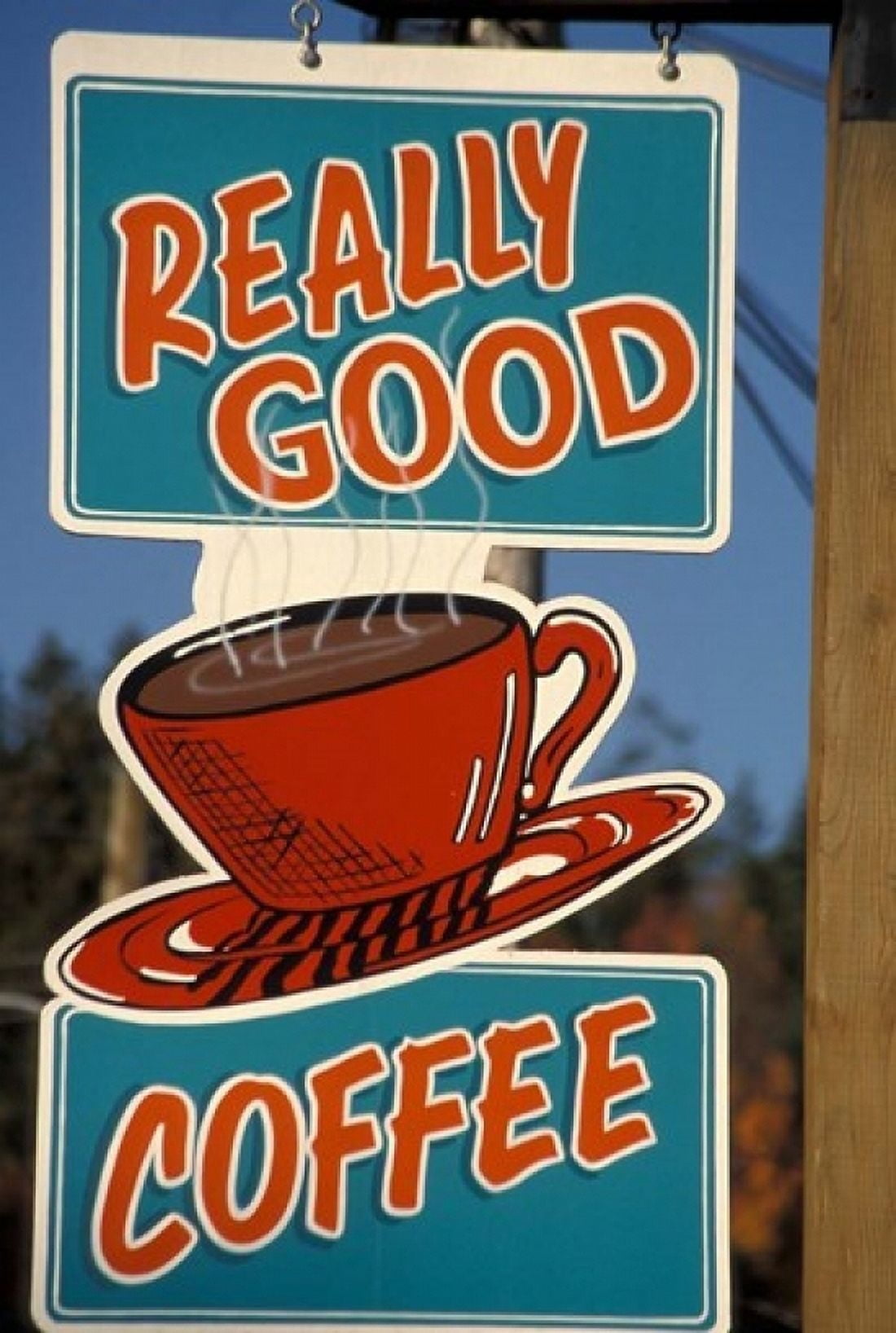 Coffee Sign on Vancouver Island British Columbia Canada Canvas Art - David Barnes DanitaDelimont (24 x 36)