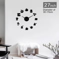 thumbnail image 1 of Coffee Signs 3D DIY Size Adjustable Wall Clock Modern Design Kitchen Clock Watch Quartz Acrylic Mirror Sticker Coffee Bean Clock(Black,47inch), 1 of 7