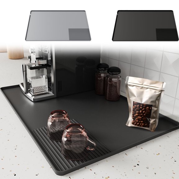 Coffee Silica Gel Mat Tray Bar Sink Draining Pad, Multi Function Kitchen Countertop Mat, Heat Resistant Non Slip Drip Tray for Coffee Station Restaurant Table Insulation Partition