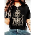 thumbnail image 1 of Coffee Skull Girl Lettered Round-Neck Short-Sleeved Fashionable Women's T-Shirt, 1 of 6