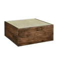 thumbnail image 1 of Coffee Sofa Side End Table, Square, Walnut Brown, Glass, Wood, Rattan, Living Room Lounge Cafe Lobby Hospitality Restaurant, Modern Contemporary, HB37574, 1 of 8