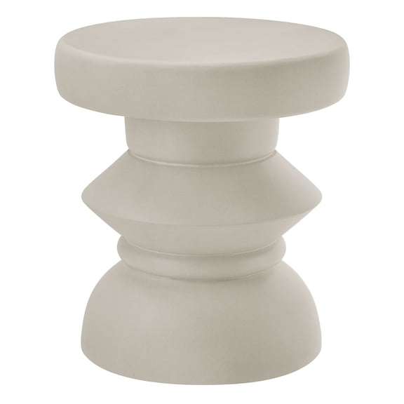 Coffee Sofa Side End Table, round, Light Gray, Faux Stone Concrete, Living Room Lounge Cafe Lobby Hospitality Restaurant, Modern Contemporary, HB37580