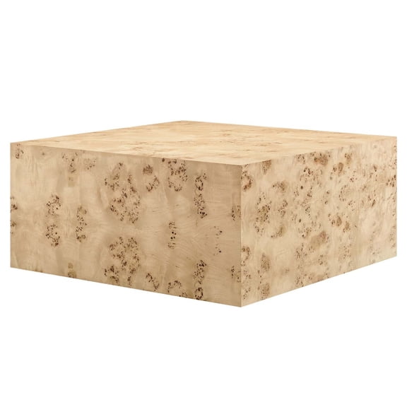 Coffee Sofa Side Table, Natural Burl, Wood, Square, Living Kitchen Cafe Bistro Hospitality Restaurant, Modern Contemporary HB35892