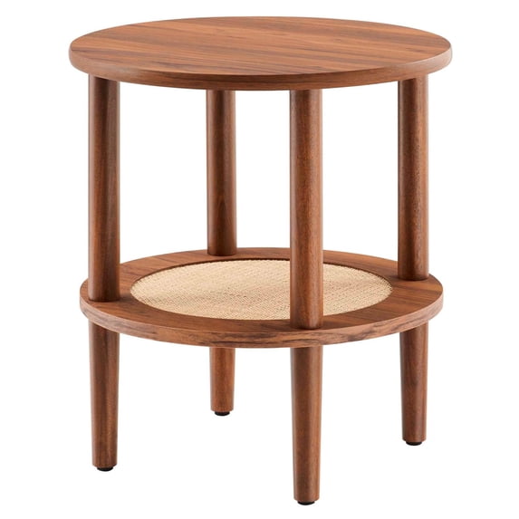 Coffee Sofa Side Table, Walnut, Wood, Round, Living Kitchen Cafe Bistro Hospitality Restaurant, Modern Contemporary HB34895