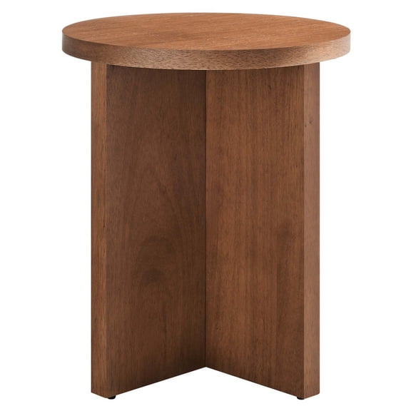 Coffee Sofa Side Table, Walnut, Wood, Round, Living Kitchen Cafe Bistro Hospitality Restaurant, Modern Contemporary HB36261