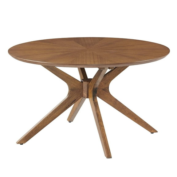 Coffee Sofa Side Table, Walnut, Wood, Round, Mid Century Living Lounge Cafe Lobby Hospitality Restaurant, Modern Contemporary HB36159