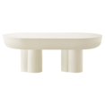 thumbnail image 1 of Coffee Sofa Side Table, White, Wood, Concrete, Oval, Mid Century Living Lounge Cafe Lobby Hospitality Restaurant, Modern Contemporary HB36471, 1 of 10