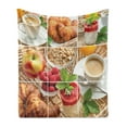 thumbnail image 1 of Coffee Soft Flannel Fleece Blanket, Breakfast with Coffee Croissants Orange Juice Fresh Strawberry Yogurt Oatmeal Photo, Cozy Plush for Indoor and Outdoor Use, 50" x 70", Multicolor, by Ambesonne, 1 of 6