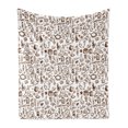 thumbnail image 1 of Coffee Soft Flannel Fleece Blanket, Cool Drink Coffee Time Americano Mocha Espresso Heart Banner Cakes Cups Monochrome, Cozy Plush for Indoor and Outdoor Use, 50" x 70", Brown White, by Ambesonne, 1 of 5