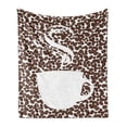 thumbnail image 1 of Coffee Soft Flannel Fleece Blanket, Piping Hot Java Cup Silhouette on Fresh and Aromatic Beans Gourmet Choice Print, Cozy Plush for Indoor and Outdoor Use, 70" x 90", White and Brown, by Ambesonne, 1 of 5