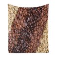 thumbnail image 1 of Coffee Soft Flannel Fleece Blanket, Selection of Fresh Roasted and Unroasted Coffee Beans in a Diagonal Stripe Pattern, Cozy Plush for Indoor and Outdoor Use, 50" x 70", Brown Cream, by Ambesonne, 1 of 5
