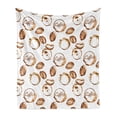 thumbnail image 1 of Coffee Soft Flannel Fleece Throw Blanket, Conceptual Watercolor Art with Beans and Spilled Java Drops Circular Stains, Cozy Plush for Indoor and Outdoor Use, 50" x 70", Pale Brown White, by Ambesonne, 1 of 5