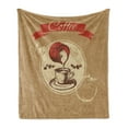 thumbnail image 1 of Coffee Soft Flannel Fleece Throw Blanket, Weathered Look Vintage Circle Frame Spilling Milk for a Creamy Taste, Cozy Plush for Indoor and Outdoor Use, 60" x 80", Pale Brown Vermilion, by Ambesonne, 1 of 5