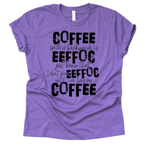 Coffee Spelled Backward Shirt, Coffee Lover Shirt, Unisex Shirt, Funny Shirt (Purple, Medium)