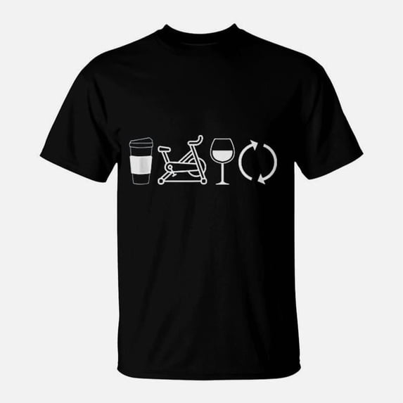 Coffee Spin Wine Repeat Spinning Class Workout Gym TShirt - Walmart.com